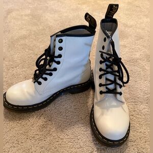 Dr. Martens White and Black Lace-Up Boots